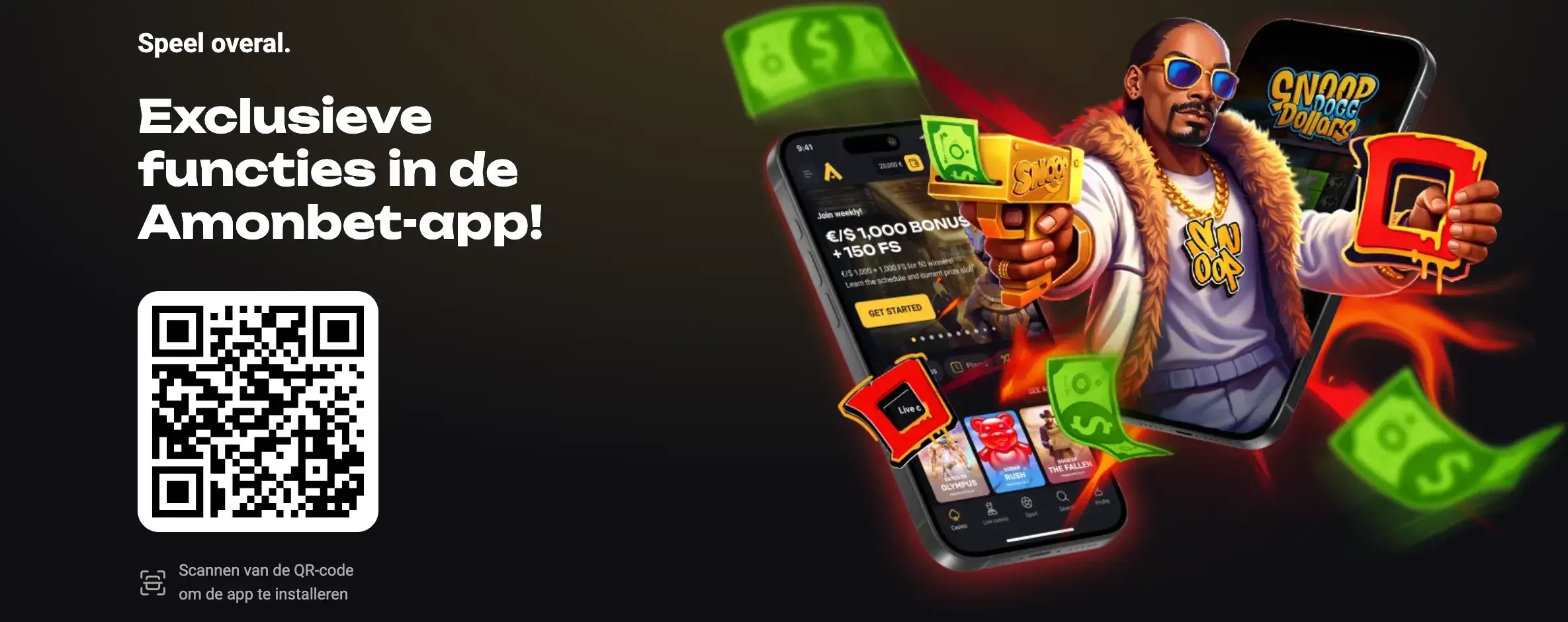 Application mobile de Amonbet Casino pour smartphones iOS et Android.
